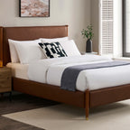 Dusklia - Dallas Bed Frame - Faux Leather Tan