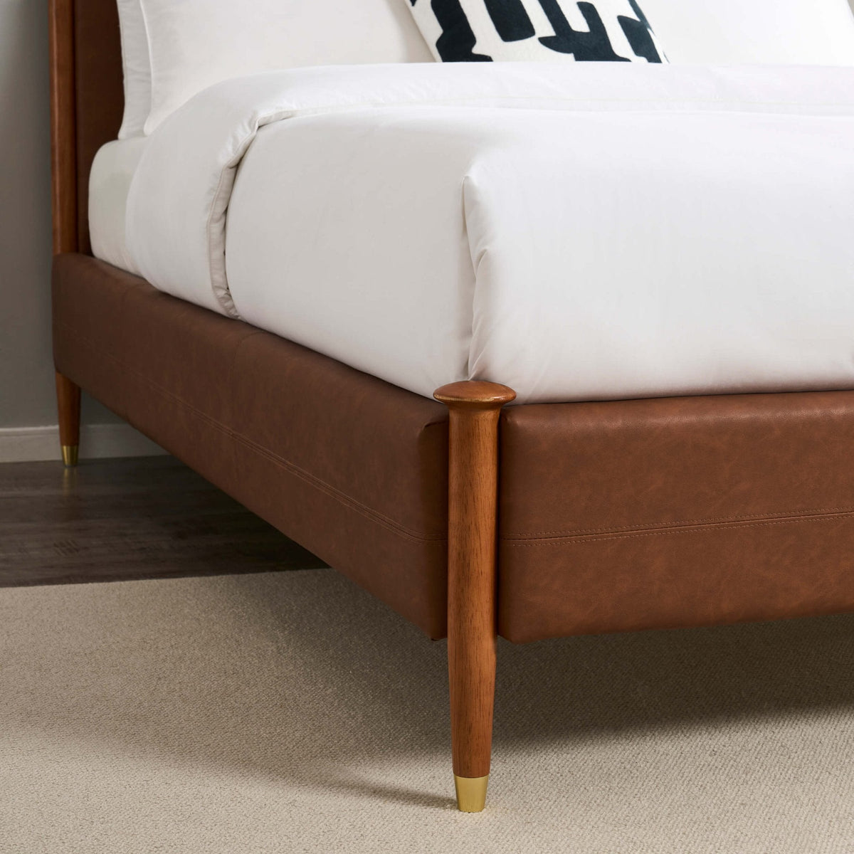 Dusklia - Dallas Bed Frame - Faux Leather Tan