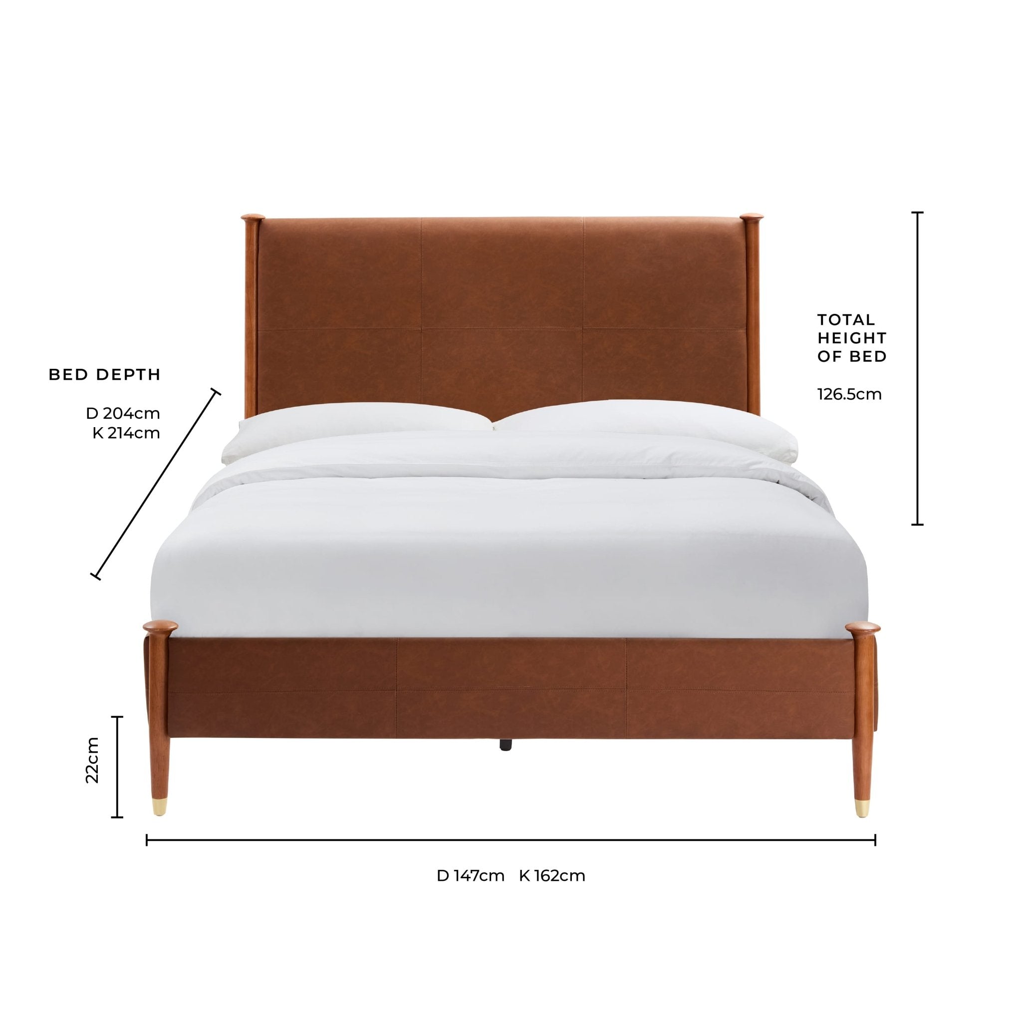 Dusklia - Dallas Bed Frame - Faux Leather Tan