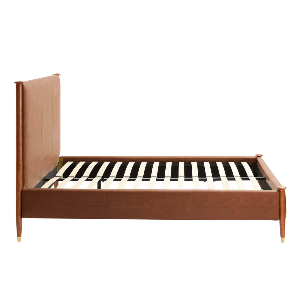 Dusklia - Dallas Bed Frame - Faux Leather Tan
