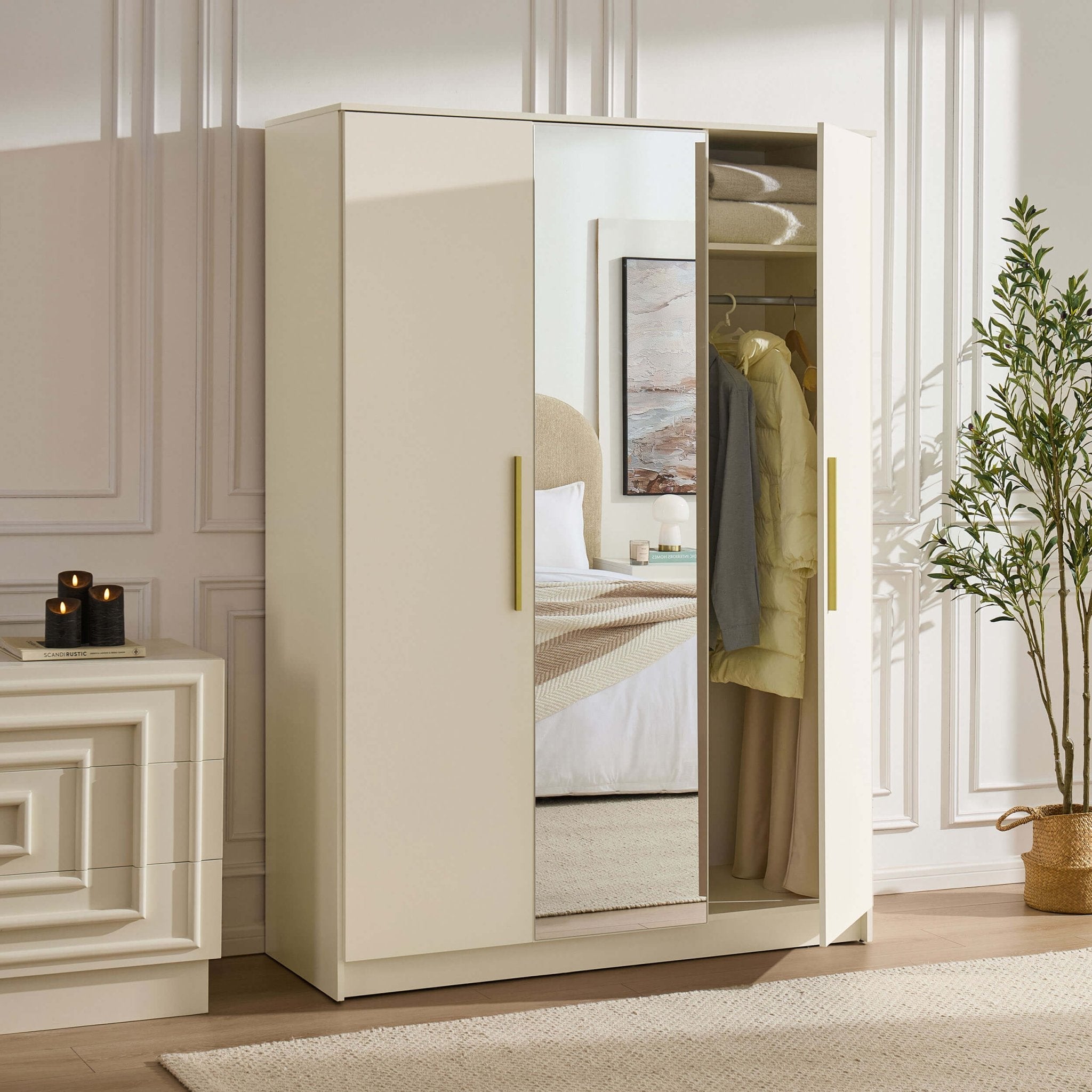 Dusklia - Darcey 3 Door Wardrobe - Cream