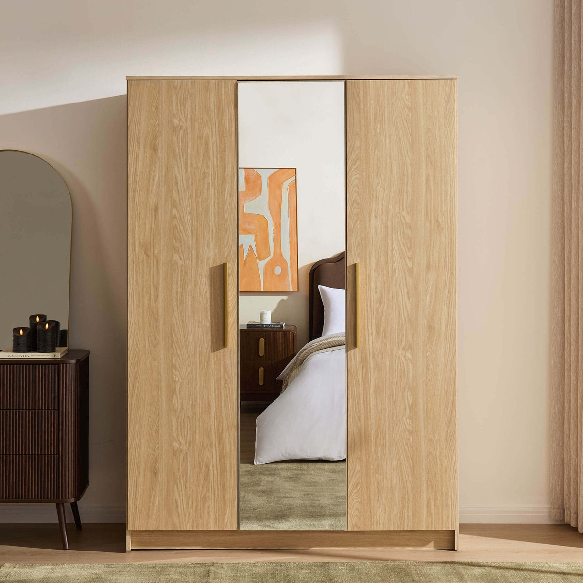 Dusklia - Darcey 3 Door Wardrobe - Light Wood