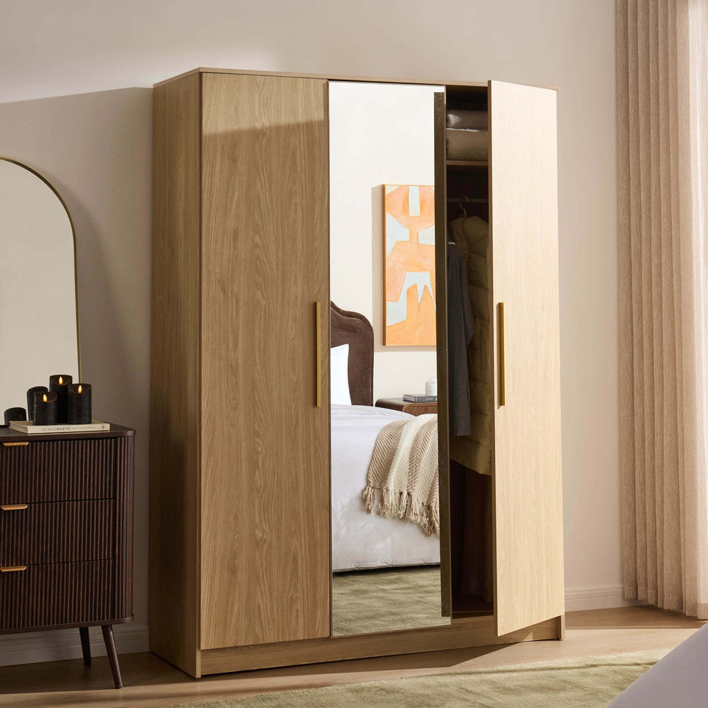 Dusklia - Darcey 3 Door Wardrobe - Light Wood