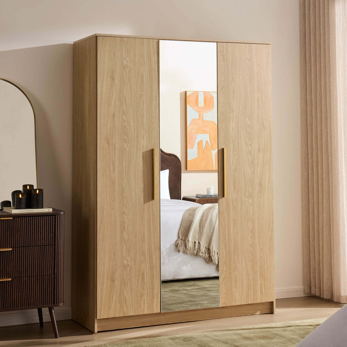 Dusklia - Darcey 3 Door Wardrobe - Light Wood