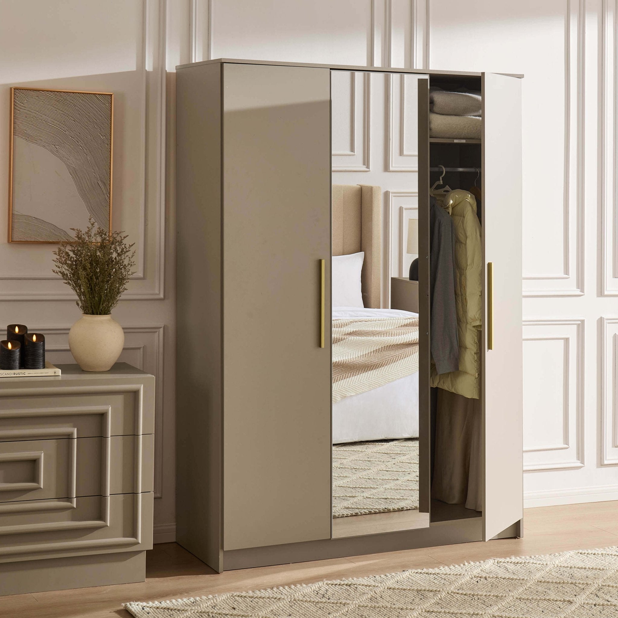 Dusklia - Darcey 3 Door Wardrobe - Taupe