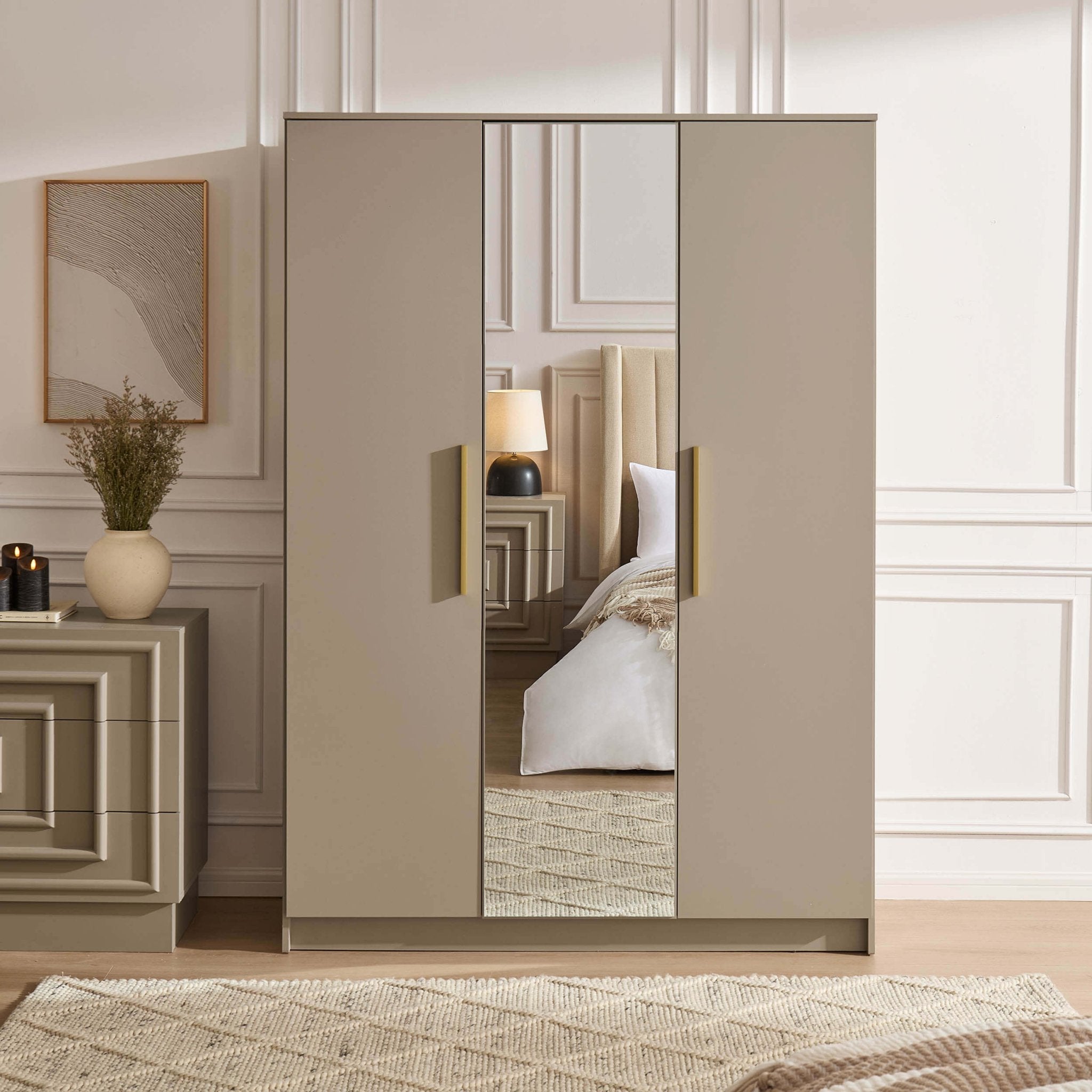Dusklia - Darcey 3 Door Wardrobe - Taupe