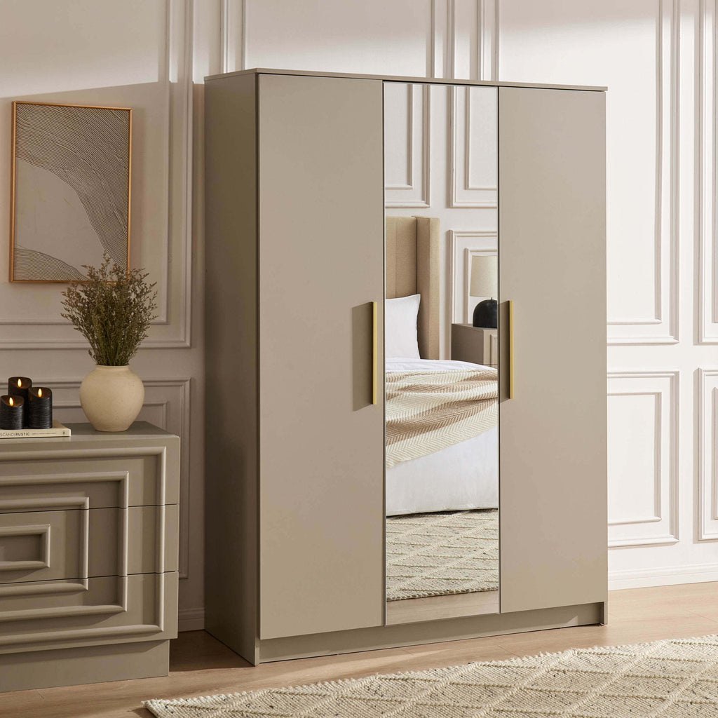 Dusklia - Darcey 3 Door Wardrobe - Taupe