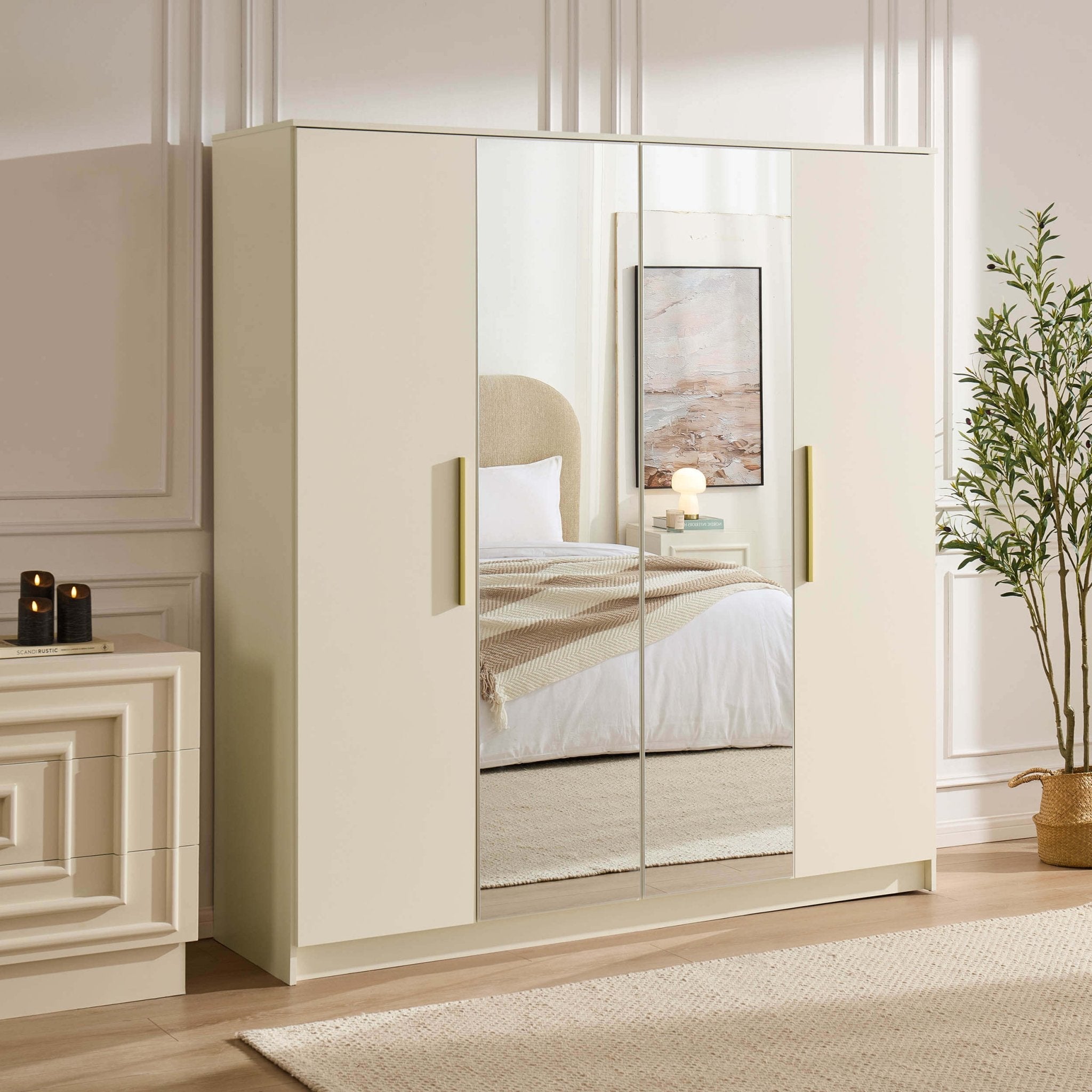 Dusklia - Darcey 4 Door Wardrobe - Cream
