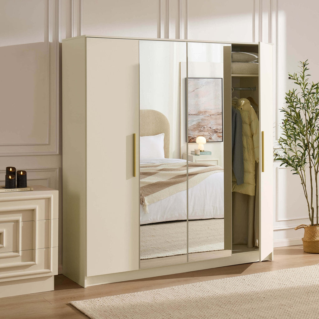 Dusklia - Darcey 4 Door Wardrobe - Cream