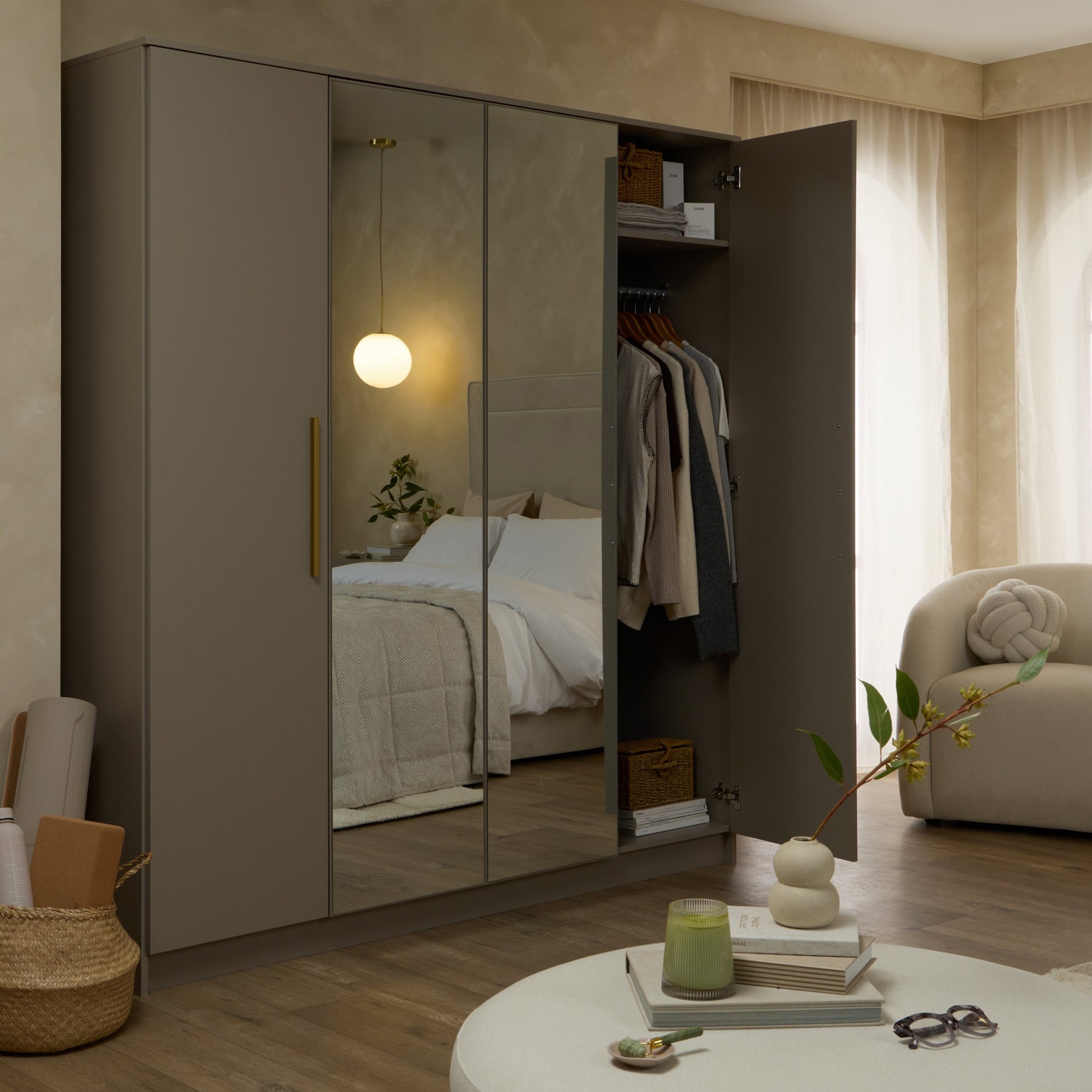 Dusklia - Darcey 4 Door Wardrobe - Taupe