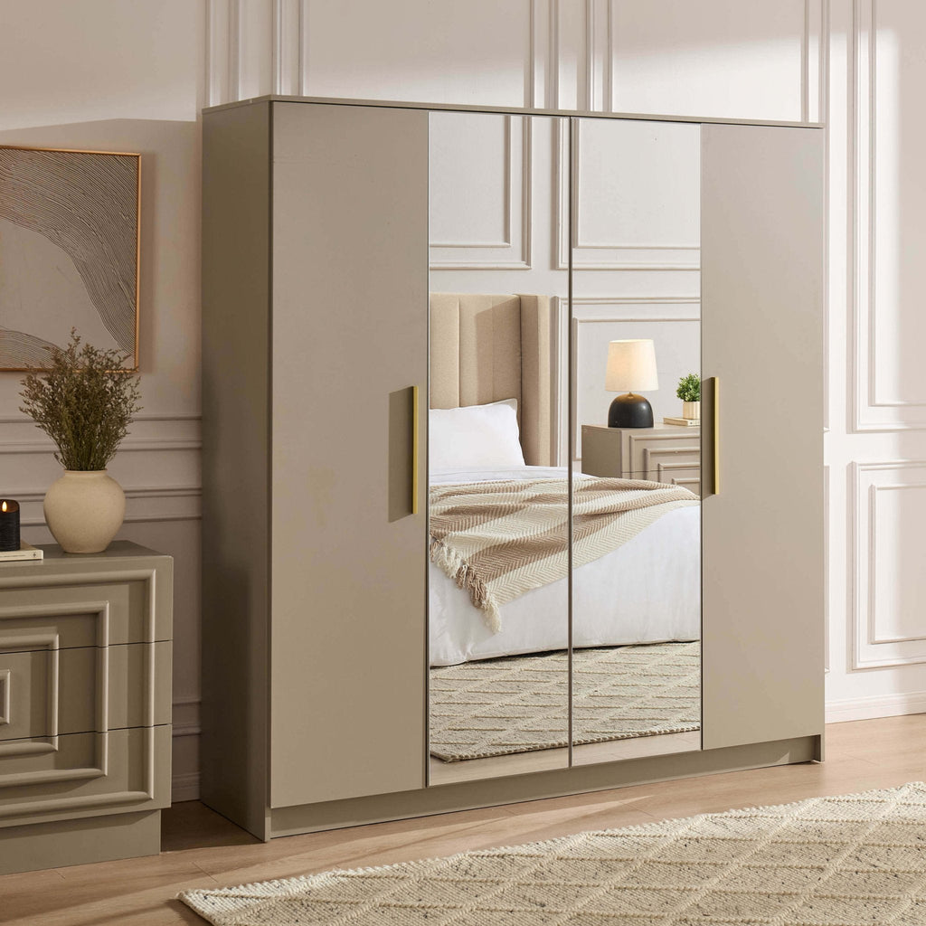 Dusklia - Darcey 4 Door Wardrobe - Taupe