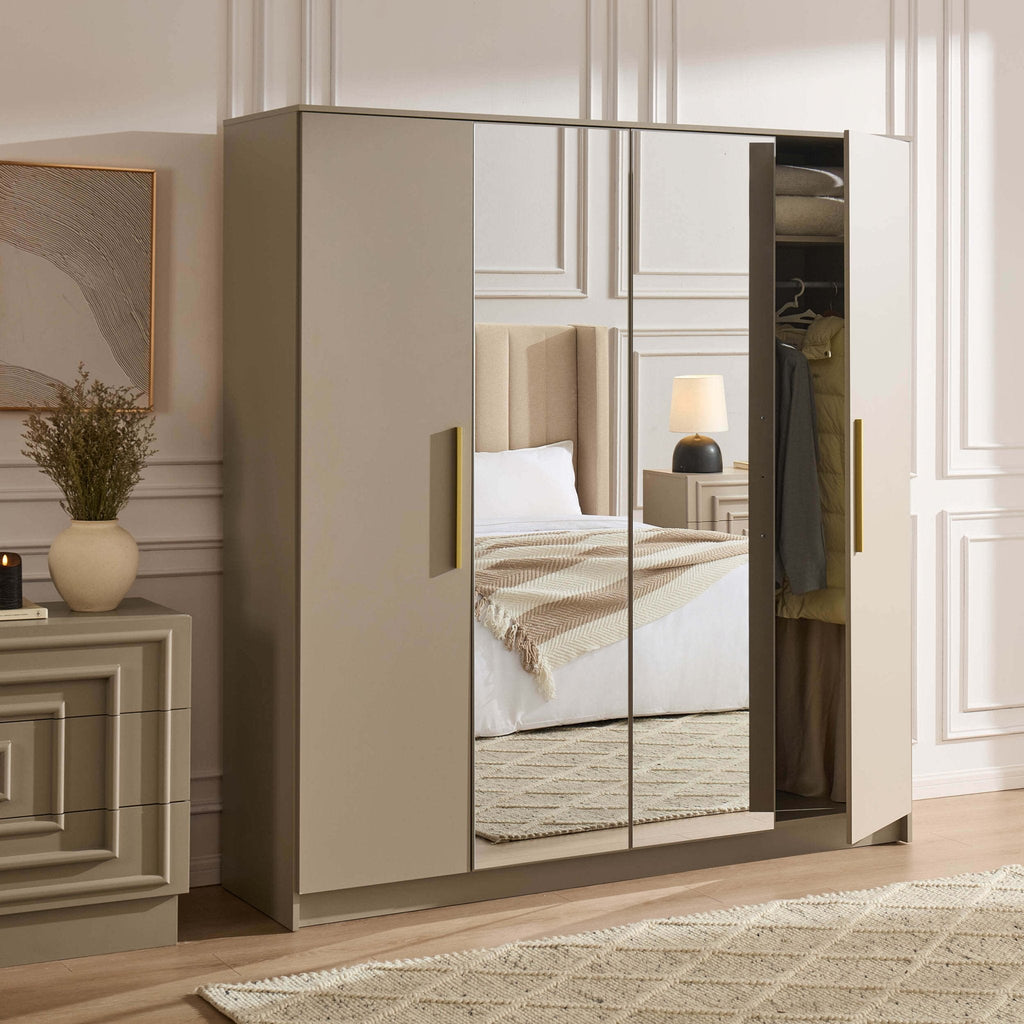 Dusklia - Darcey 4 Door Wardrobe - Taupe
