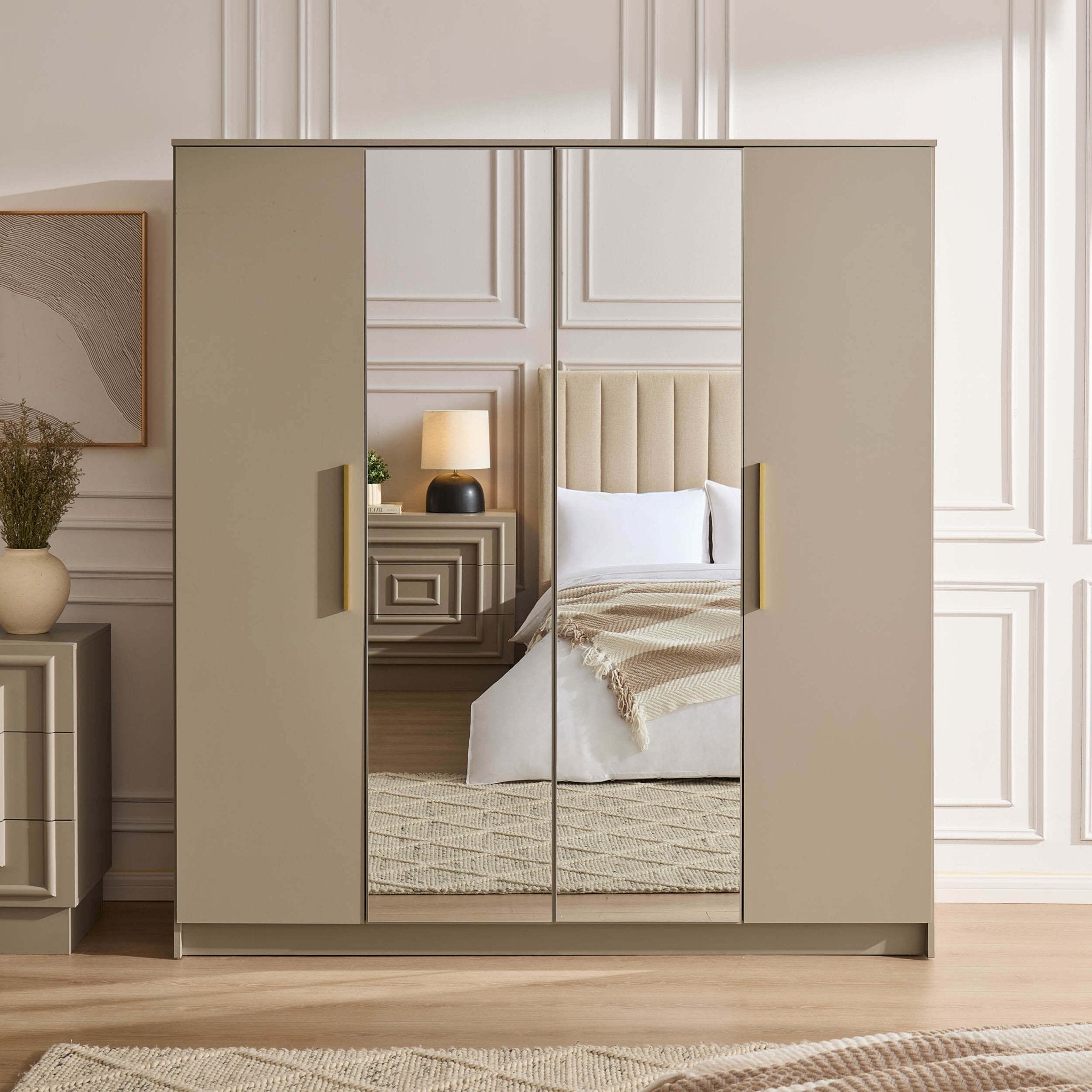 Dusklia - Darcey 4 Door Wardrobe - Taupe