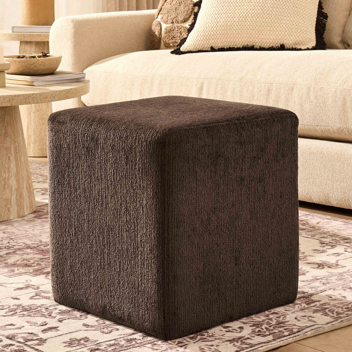 Dusklia - Delilah Pouffe - Textured Cappuccino