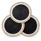 Dusklia - Della Jute Circle Set of 4 Placemats - Black/ Natural