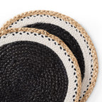 Dusklia - Della Jute Circle Set of 4 Placemats - Black/ Natural