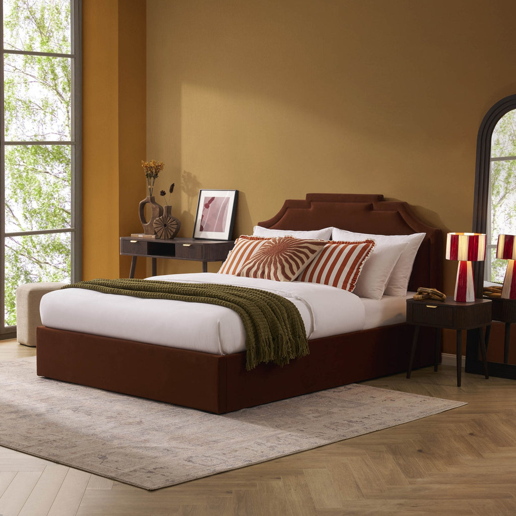 Dusklia - Delphi Ottoman Storage Bed - Terracotta