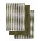 Dusklia - Delphine Waffle Set of 3 Tea Towels - Olive Green
