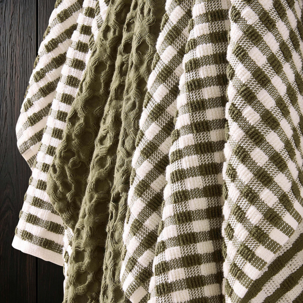 Lot de 3 torchons Delphine - Vert olive