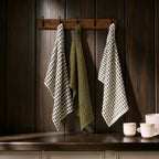 Dusklia - Delphine Waffle Set of 3 Tea Towels - Olive Green