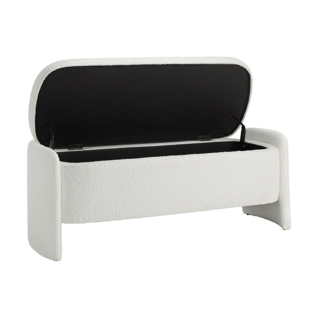 Dusklia - Didsbury Boucle Curved Storage Bench - Off White