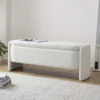Dusklia - Didsbury Boucle Curved Storage Bench - Off White