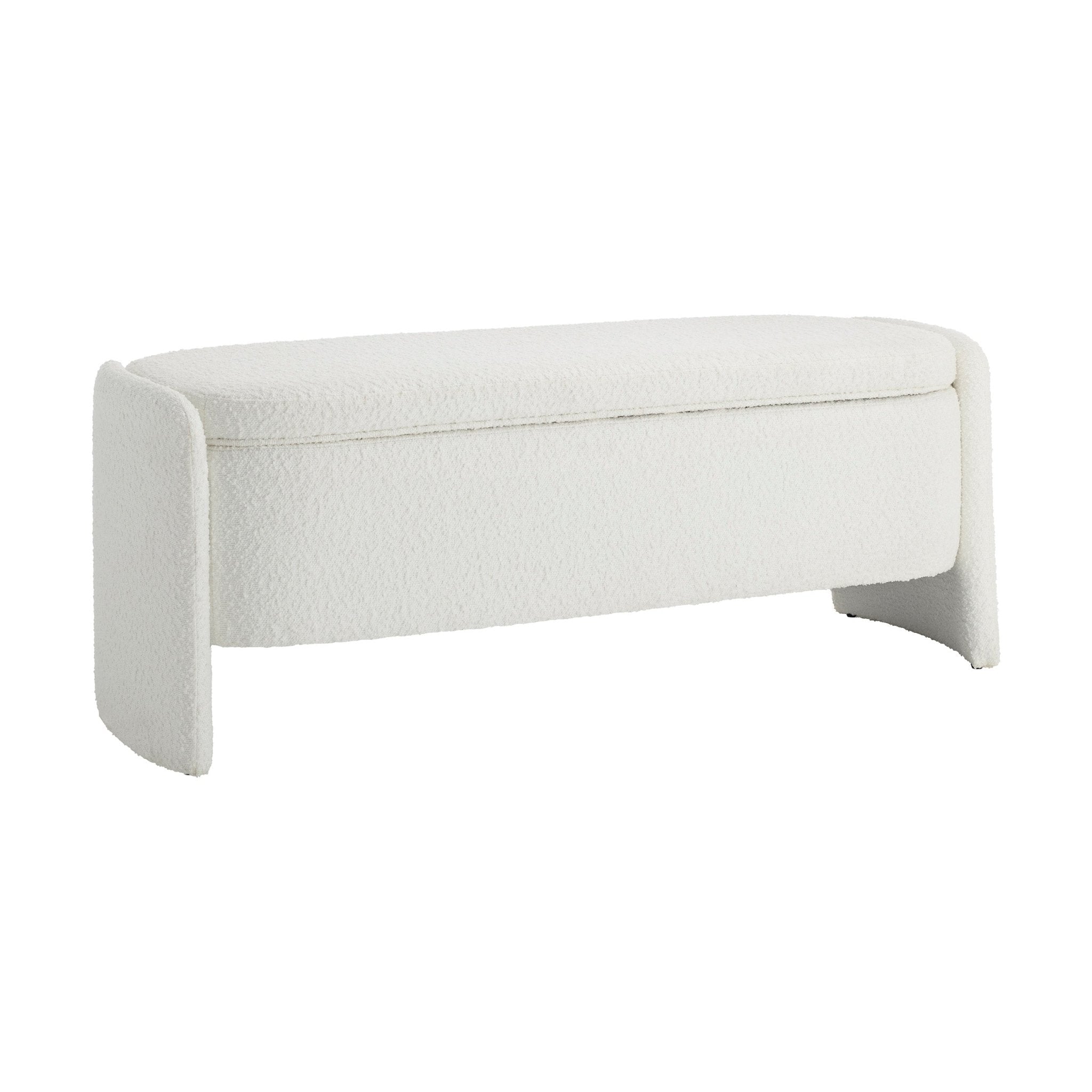 Dusklia - Didsbury Boucle Curved Storage Bench - Off White