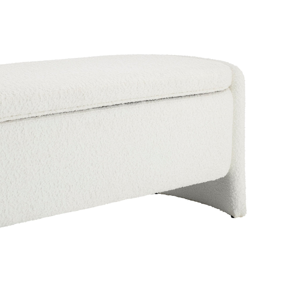 Dusklia - Didsbury Boucle Curved Storage Bench - Off White