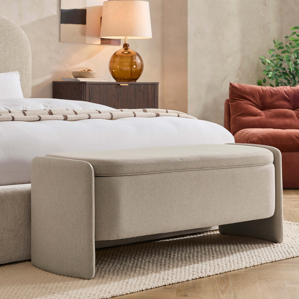 Dusklia - Didsbury Curved Storage Bench - Oatmeal