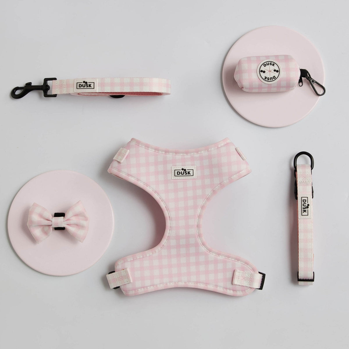 Dusklia - Dog Harness, Lead, Collar Set - Size Small - Pink