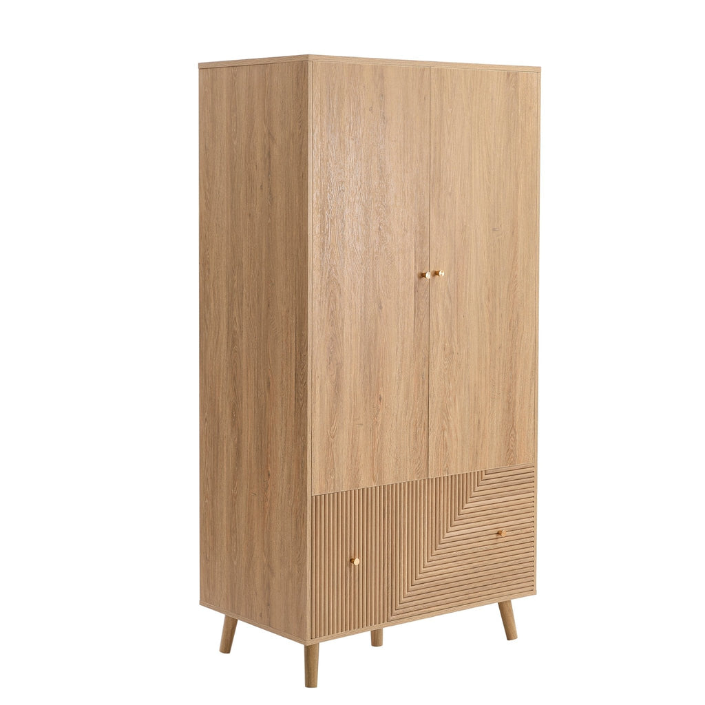 Dusklia - Dora 2 Door Wardrobe with Drawer - Light Wood