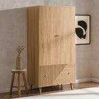 Dusklia - Dora 2 Door Wardrobe with Drawer - Light Wood