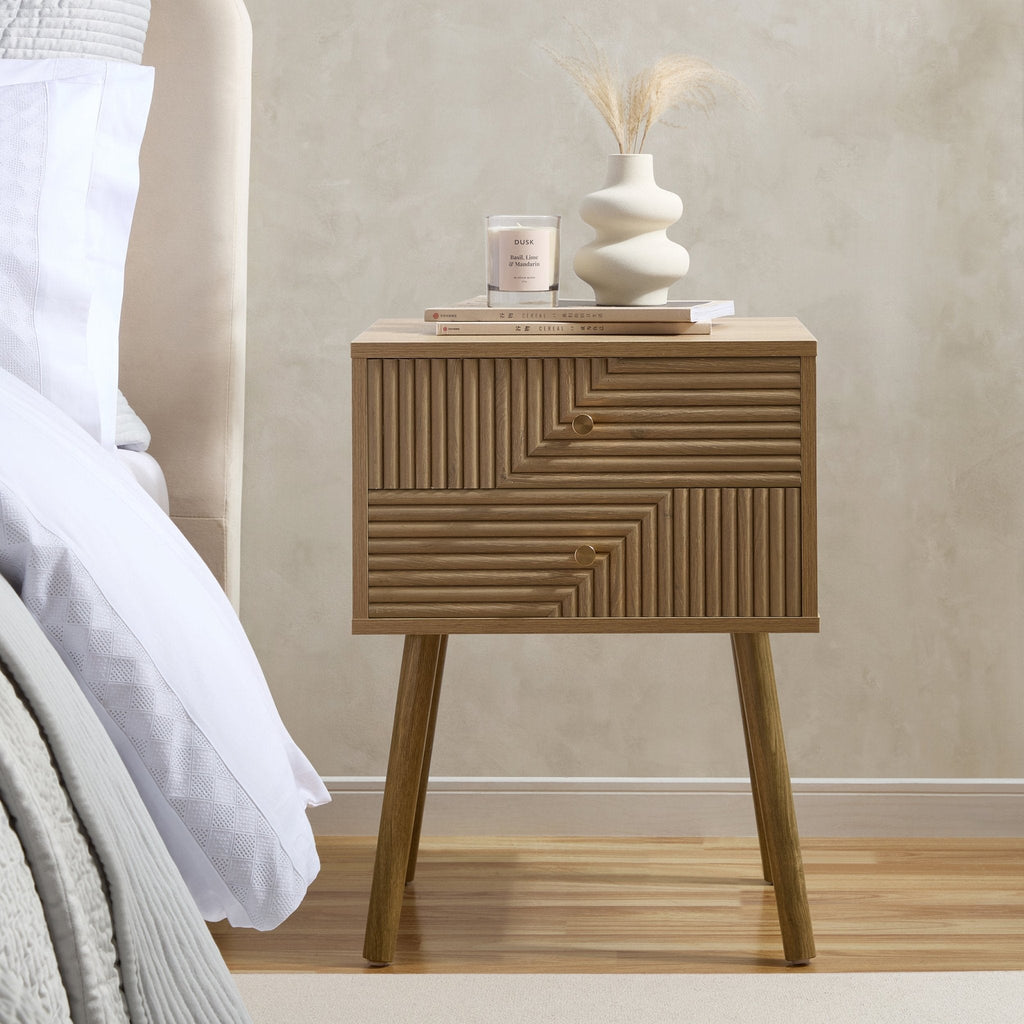 Dusklia - Dora 2 Drawer Nightstand - Light Wood