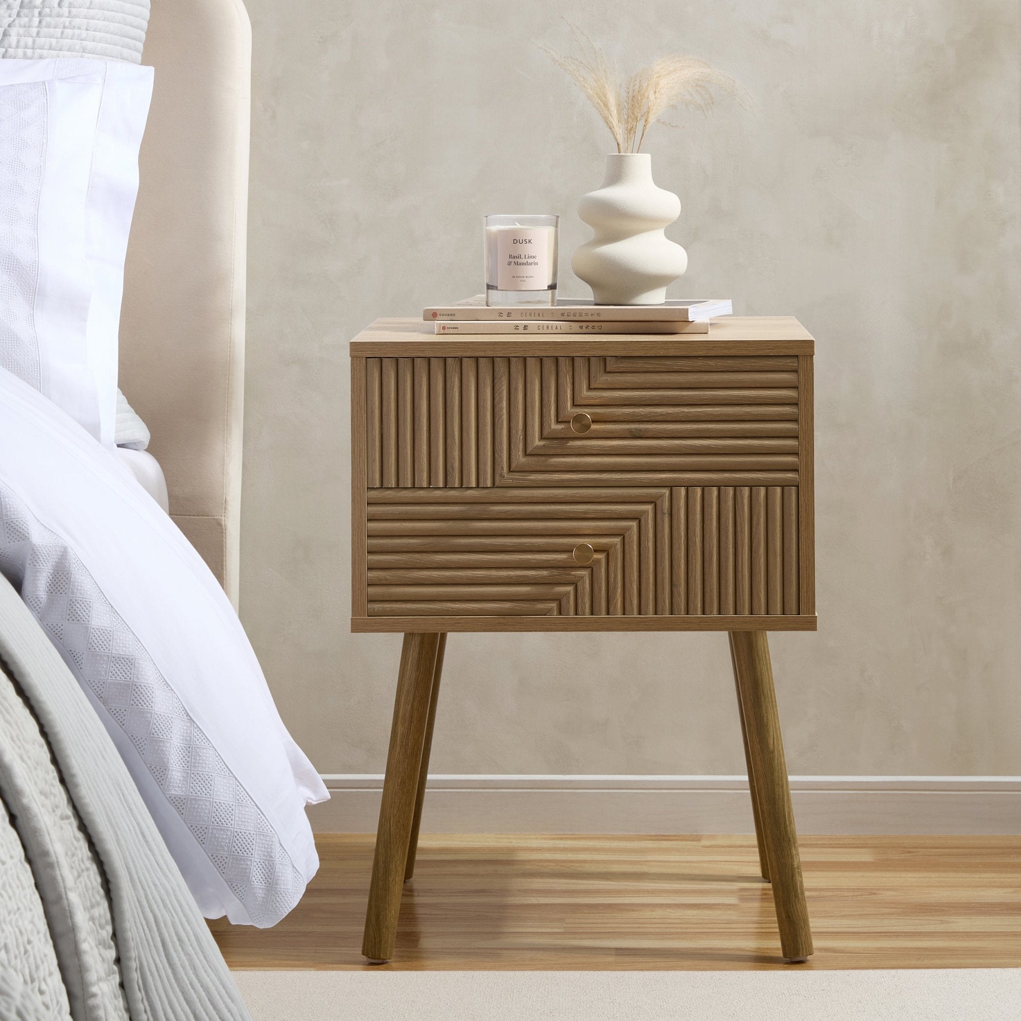 Dusklia - Dora 2 Drawer Nightstand - Light Wood