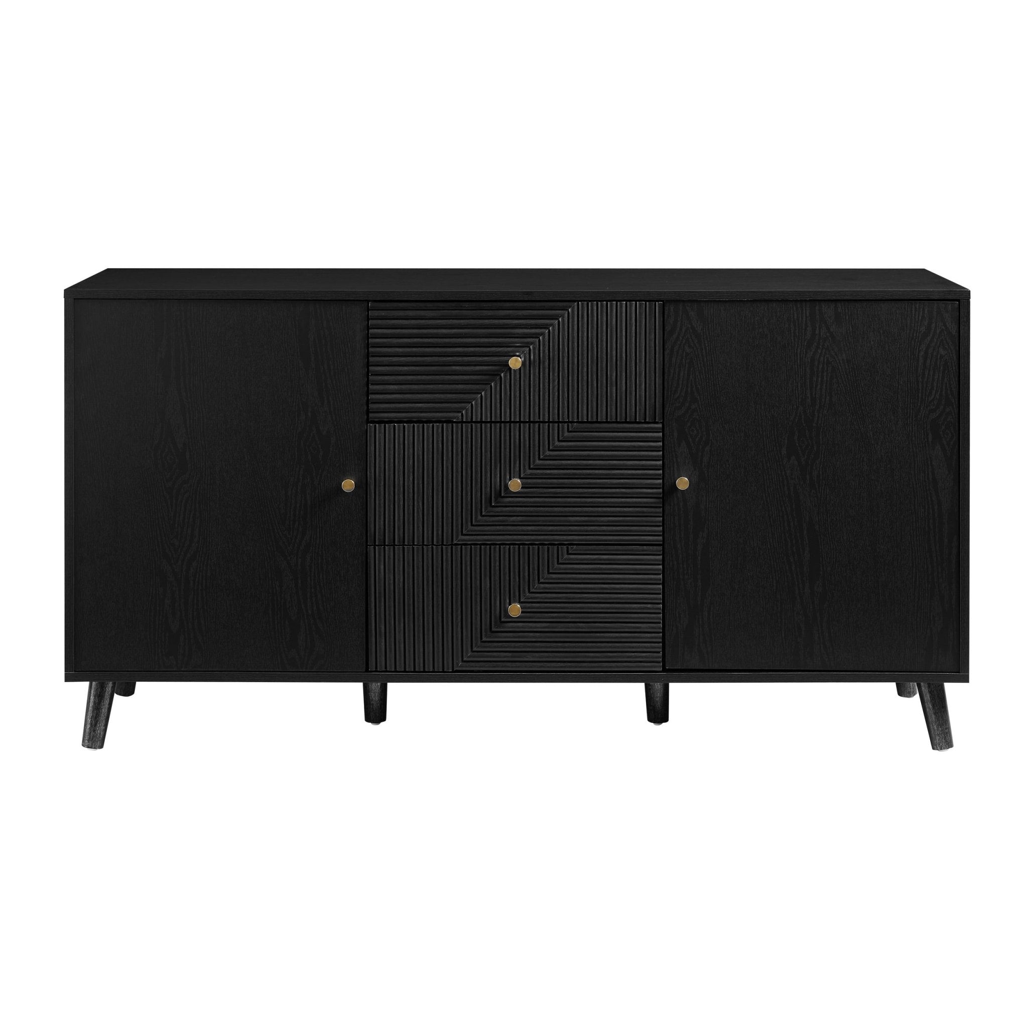 Dusklia - Dora Large Sideboard with Drawers - Black