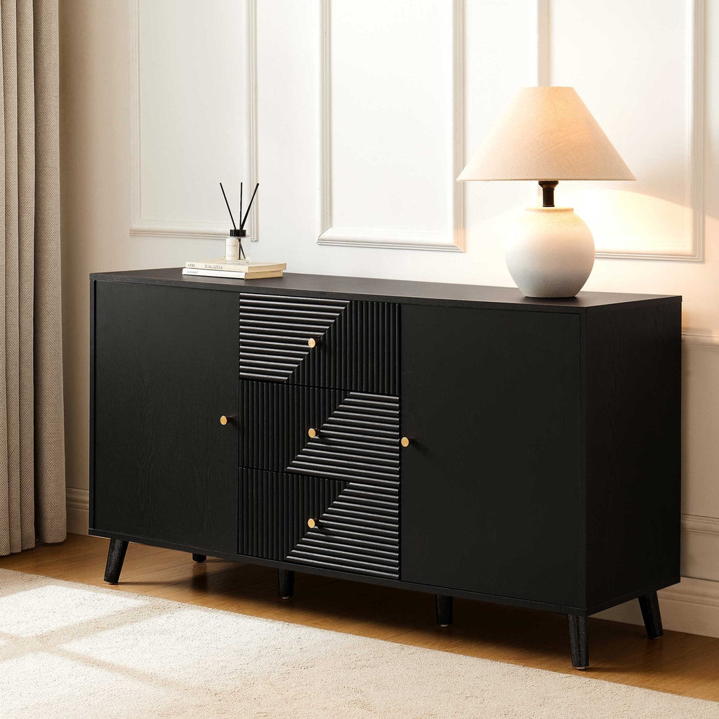 Dusklia - Dora Large Sideboard with Drawers - Black
