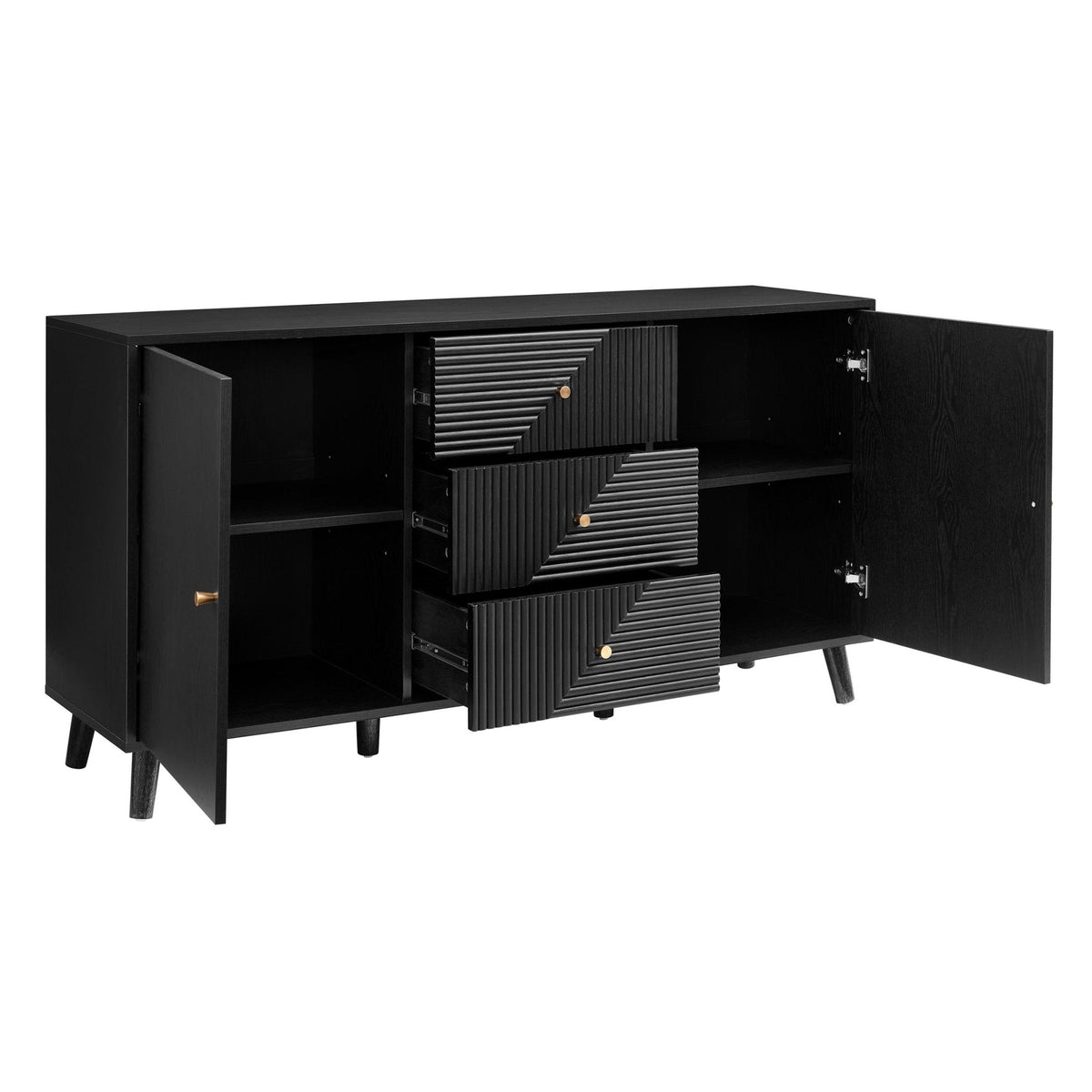 Dusklia - Dora Large Sideboard with Drawers - Black