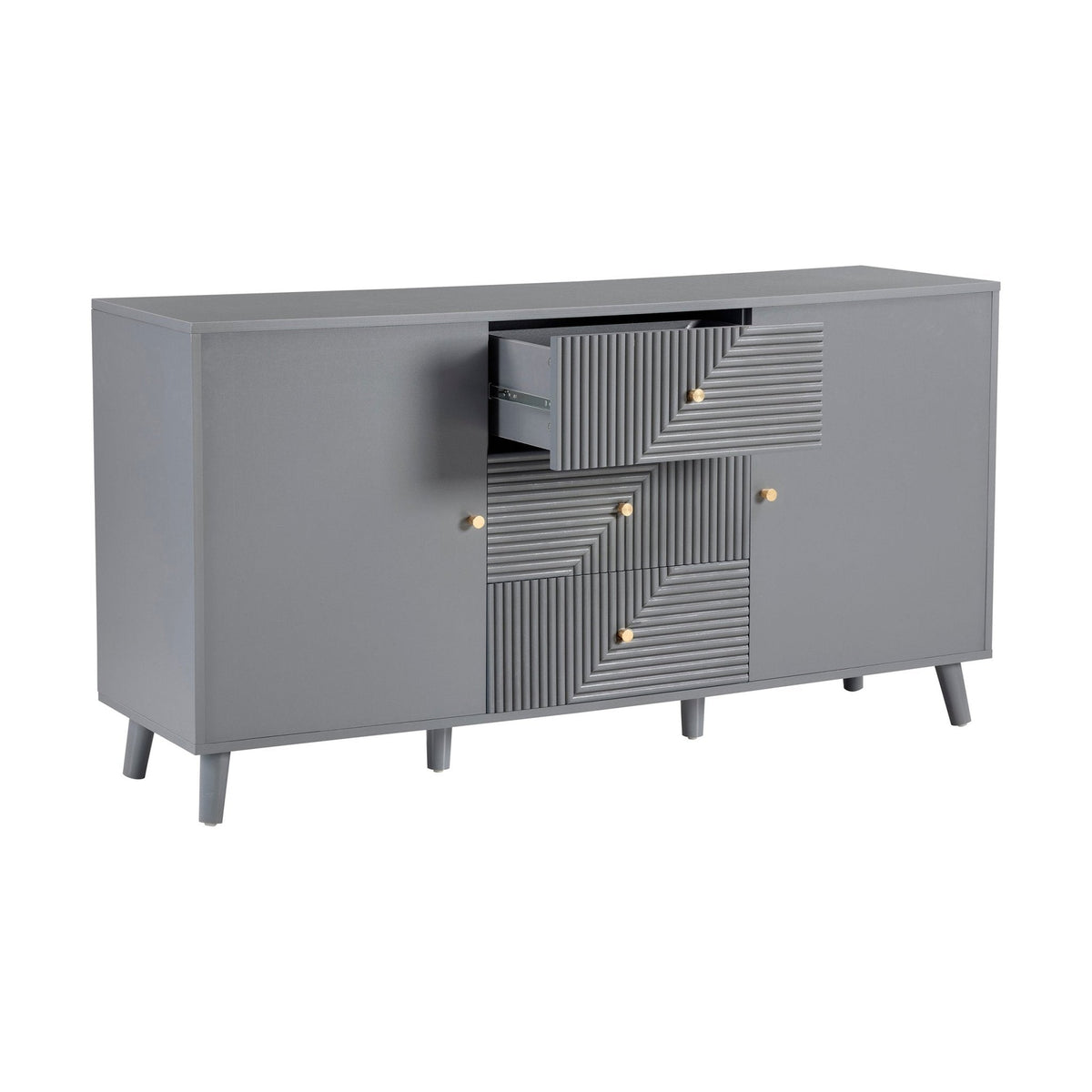 Dusklia - Dora Large Sideboard with Drawers - Light Grey