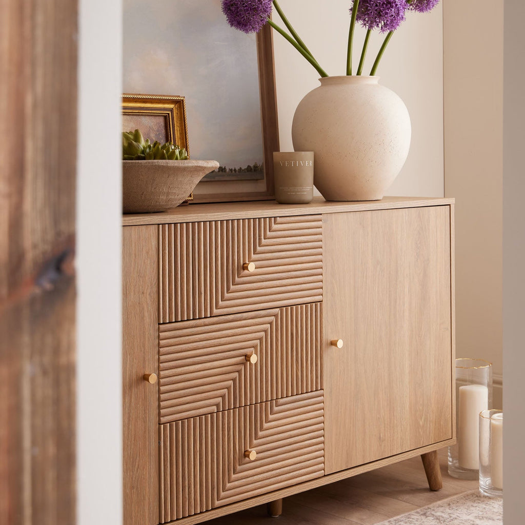 Dusklia - Dora Large Sideboard with Drawers - Light Wood