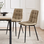Dusklia - Eden Set Of 2 Dining Chairs - Faux Leather - Brown