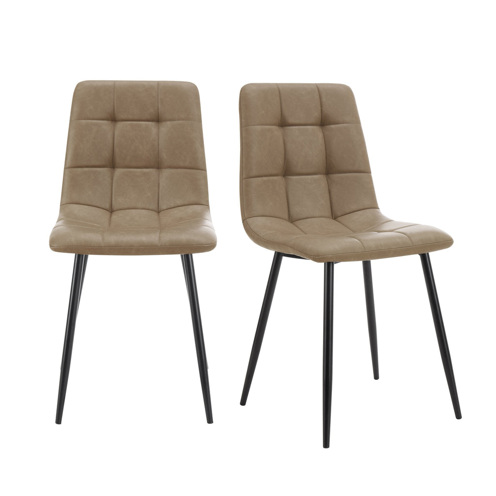 Dusklia - Eden Set Of 2 Dining Chairs - Faux Leather - Brown