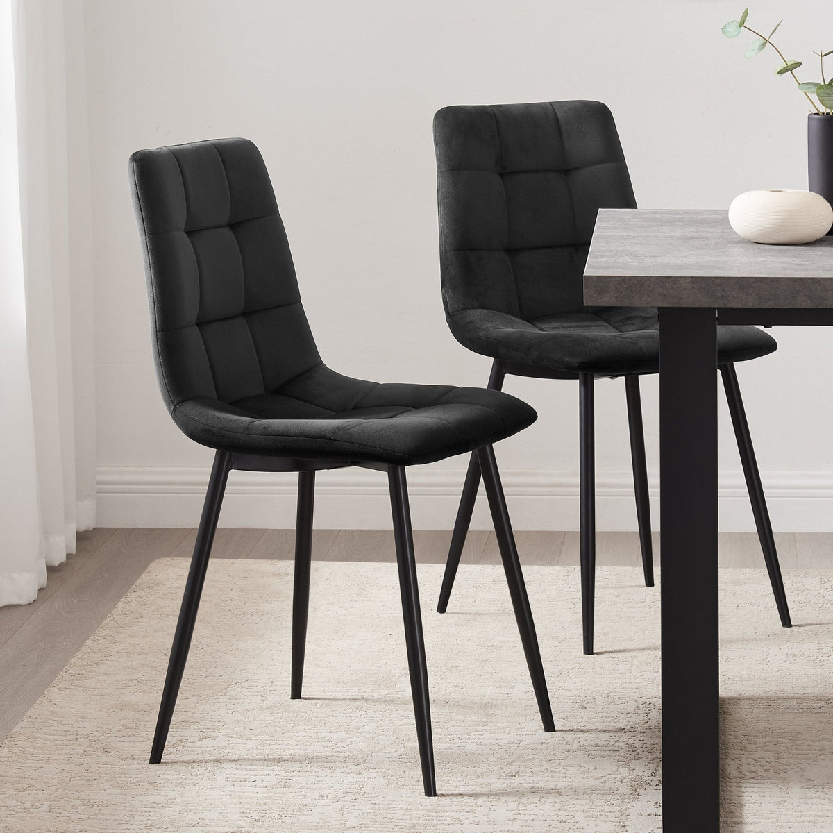 Dusklia - Eden Set Of 2 Dining Chairs - Velvet - Charcoal