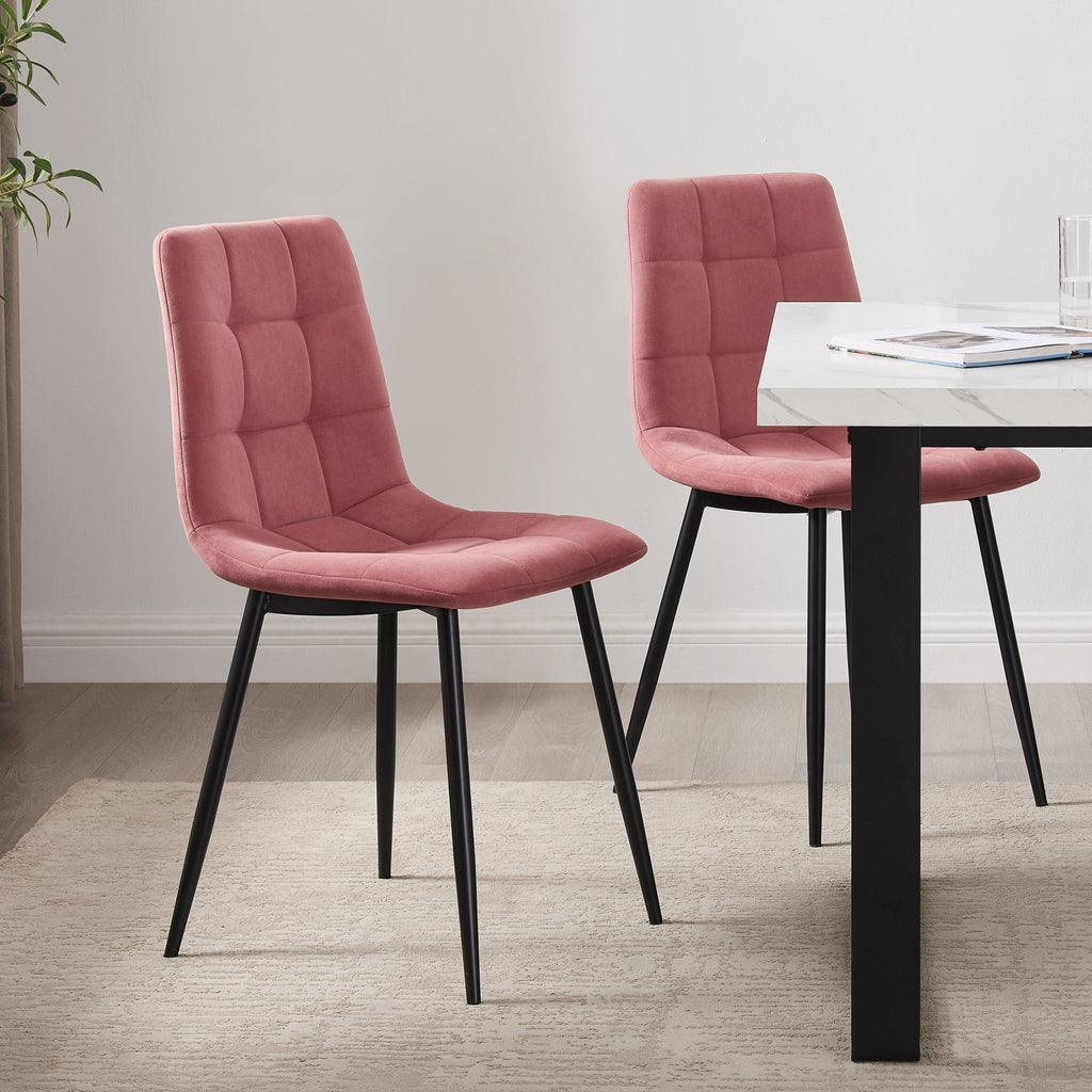 Dusklia - Eden Set Of 2 Dining Chairs - Velvet - Pink