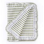 Dusklia - Edith Stripe Frill Edge Table Runner - Olive Green