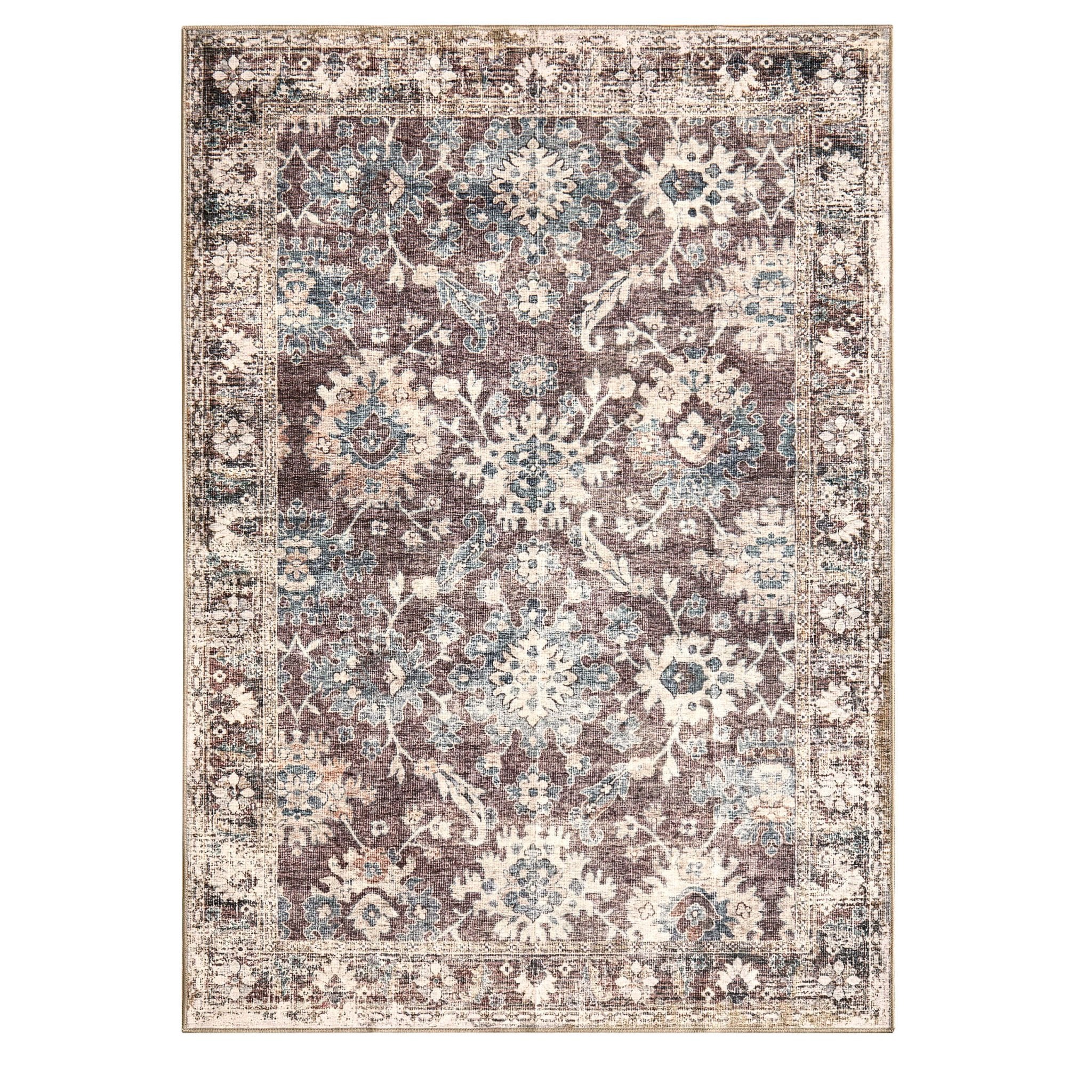 Dusklia - Elara Traditional Floral Rug - Brown