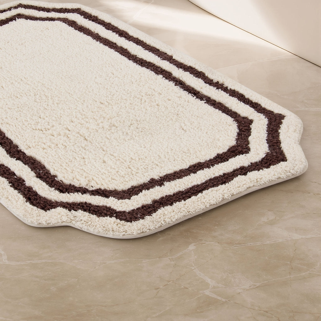 Dusklia - Elba Border Bath Mat - Vanilla & Chocolate