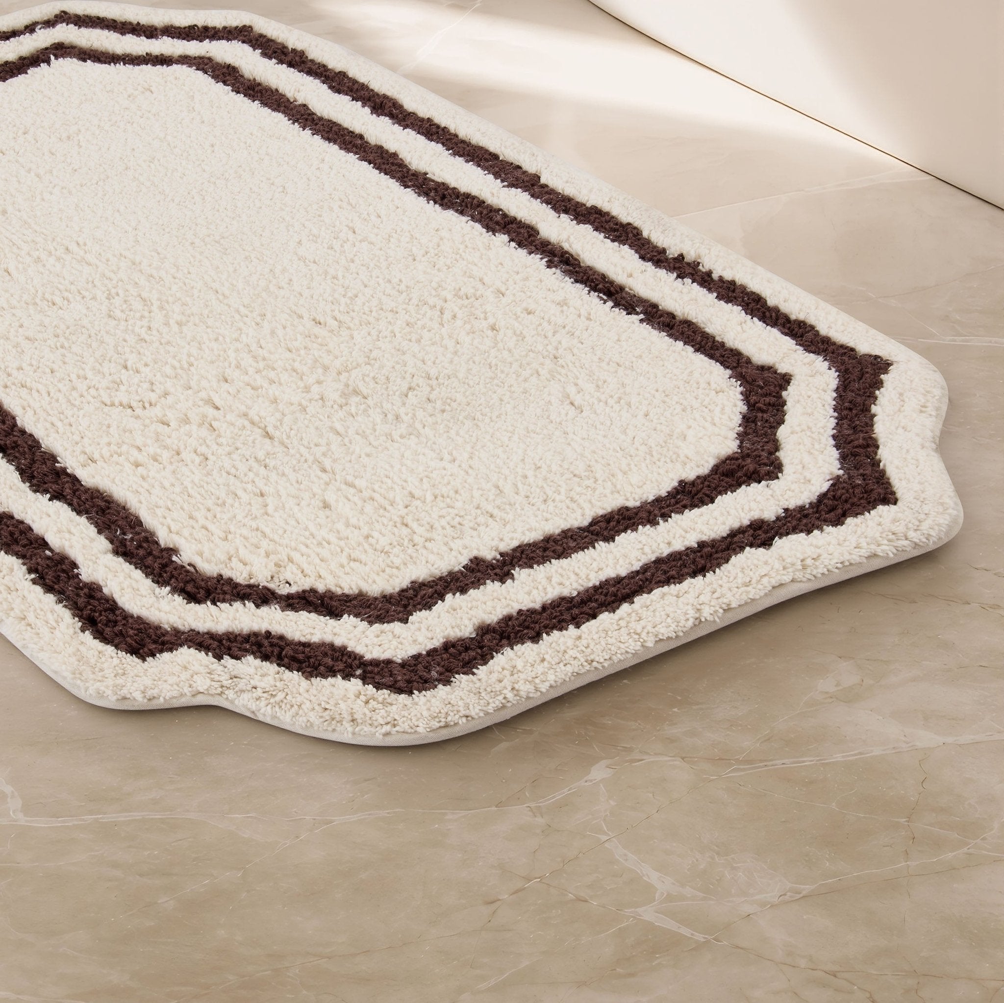 Dusklia - Elba Border Bath Mat - Vanilla & Chocolate
