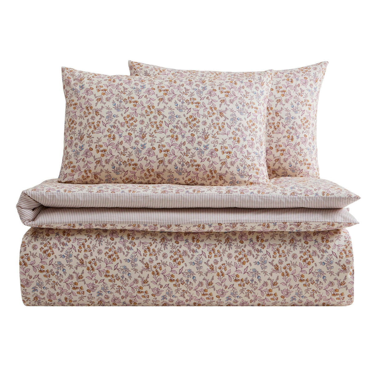 Dusklia - Elleanor 100% Cotton Floral Duvet Cover & Pillowcase Set - Multicoloured