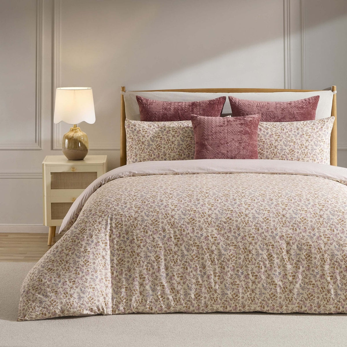 Dusklia - Elleanor 100% Cotton Floral Duvet Cover & Pillowcase Set - Multicoloured