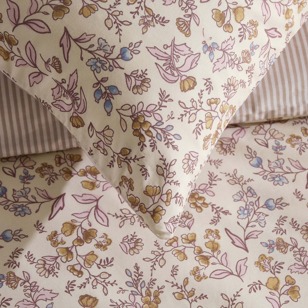 Dusklia - Elleanor 100% Cotton Floral Duvet Cover & Pillowcase Set - Multicoloured